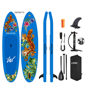 กระดานโต้คลื่นแบบพองลม Drop Stitch Surfing ขนาด 11.6 ฟุต 350 ซม. สำหรับยืนพาย เล่นเซิร์ฟ โยคะในน้ำ รองรับการตกปลา - Product Image 2