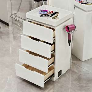Carrito de Salón de Belleza Moderno, Muebles de Salón de Belleza, Color Blanco Dorado, Portátil, Pequeño, de Lujo, Extraíble, con 4 Ruedas - Product Image 6
