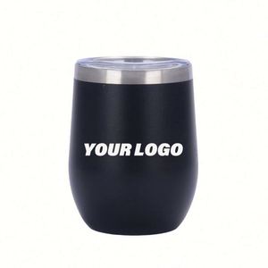 Tasse à café isotherme sous vide en acier inoxydable double paroi de 12 oz, forme d'œuf, avec couvercle, pour l'extérieur - Product Image 1