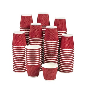 Gobelet en carton ondulé à paroi ondulée, isolant thermique, avec logo couleur personnalisé, pour boissons chaudes, thé au lait, lait de soja - Product Image 1