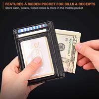 Porte-cartes de crédit court en cuir véritable pour hommes, personnalisé, avec porte-monnaie mini, multi-cartes, ultra-fin, RFID