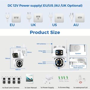 Kit de Cámaras de Seguridad DVR PTZ 4K Inalámbrico, con 4 Cámaras IR, Sistema de Vigilancia CCTV, Cámaras IP Inteligentes Solares de 8MP para el Hogar - Product Image 6