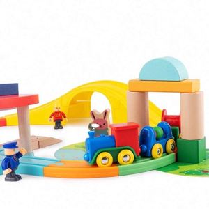 Juguete de Madera Natural con Rieles de Tren de 41 Piezas, Colorido, Regalo Perfecto para Niños y Niñas, Juego de Tren de Madera para Niños Pequeños - Product Image 3