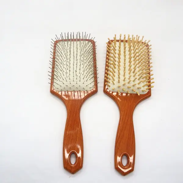 Kualitas tinggi batch matte pegangan kayu baja bulu rambut sikat ekstensi kayu untuk pria dan wanita