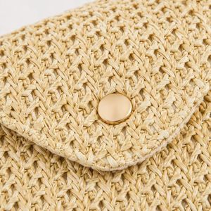 Reusable Natural <b>Straw</b> Clutch <b>Bag</b> Custom Logo Woven Envelope Purse with Canvas Lining OEM ODM Wholesale Manufacturer - Product Image 4