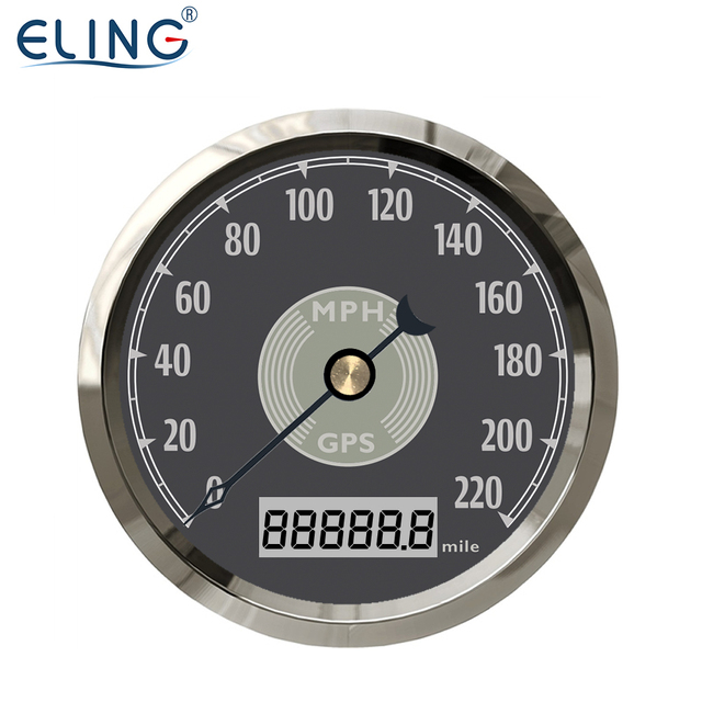 ELING 85mm (3 3/8'') Car Speedometer GPS 220MPH 12V 24V for Tractor VAN RV Motorcycle With Backlight Total Mileage Adjustable