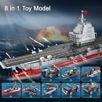 WOMA-portaaviones de juguete, modelo 8 en 1, Battleship, barco de guerra, barco de batalla, barcos de batalla, coche, helicóptero, bloques de construcción, juego de bloques