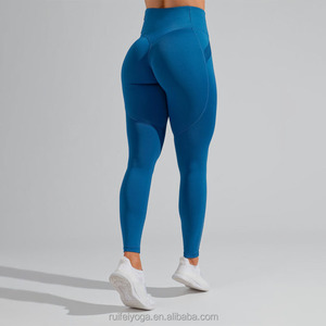 Leggings d'entraînement de gymnastique avec <span class=keywords><strong>boucle</strong></span> latérale élastique, Logo personnalisé de qualité supérieure 75% Nylon 25% Spandex v-front taille haute - Product Image 2