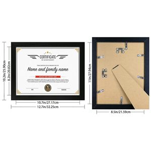 Mesa de pared de cristal Real 8,5 11 cuadro negro de madera Marco de exhibición de fotos certificado creativo estera de diploma 8,5X11 <span class=keywords><strong>foto</strong></span> - Product Image 4