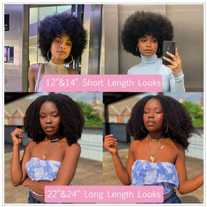 Perruques <span class=keywords><strong>Afro</strong></span> Kinky Curly en Cheveux Humains, Perruques Lace Front 13x4 Pré-Pluckées Remy avec Dentelle HD Transparente pour Femmes Noires - Product Image 5