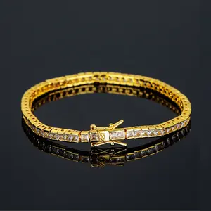Mehrere Größen CZ Zirkon Kubik Zirkonia vergoldet Messing Pulseira Armband Armband Armband Halsketten Tenniskette