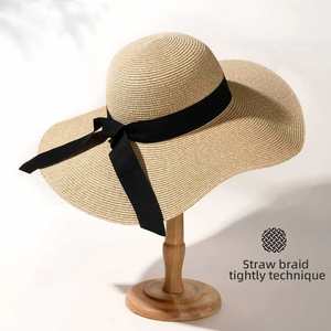 CXY High Quality Foldable Floppy Paper <b>Straw</b> Breathable Sunshade <b>Hats</b> Women Wide Brim <b>Straw</b> Beach <b>Hat</b> for <b>Summer</b> Beach - Product Image 5