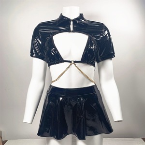 Ropa de Baile, Lencería Sexy para Mujer, Conjuntos de Stripper, Ropa de Baile Exótica, de Cuero Brillante, para Cosplay, Discoteca y Fiesta - Product Image 6