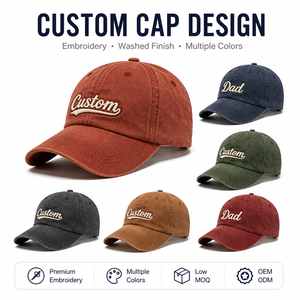Gorra de Béisbol Personalizada al por Mayor, Estilo Desgastado, de 6 Paneles, Gorra Retro Vintage de Algodón con Bordado de Logotipo Personalizado - Product Image 1