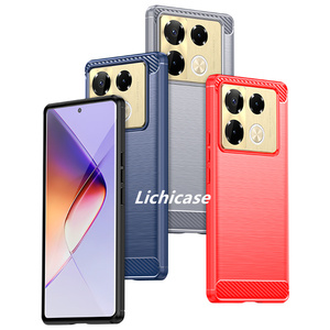 Licicase เคสหลังแบบนิ่ม TPU ลายขนแปรงคาร์บอนไฟเบอร์แฟชั่นเรียบง่ายสำหรับ infinix Note 40 <span class=keywords><strong>Pro</strong></span> PLUS เคสดีไซน์หรู - Product Image 2