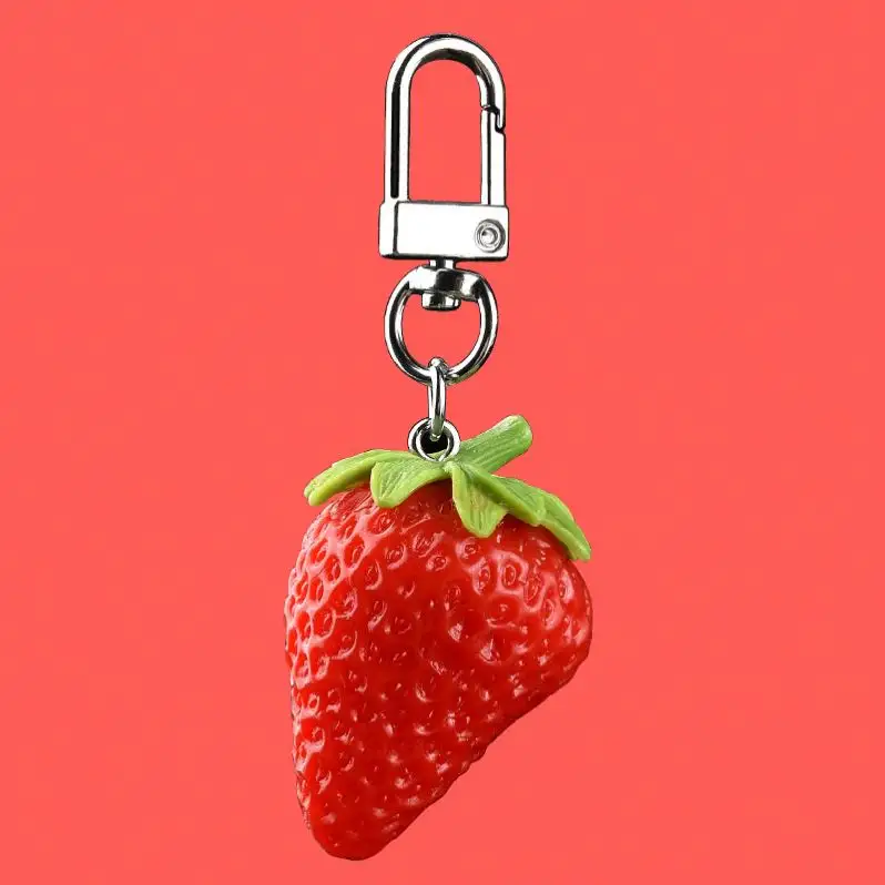 Meilleur réaliste Imitation fruits porte-clés Orange fraise porte-clés INS mignon fille sac accessoires fraise fruit porte-clés