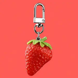 Best Lifelike Imitation Fruit Key Chains Orange Strawberry Key Rings INS Cute Girl bag Accessories Strawberry Fruit Keychain