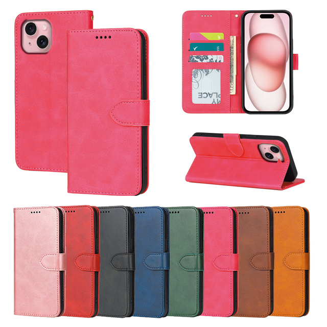 Fashion Flip Cover Mobile Phone Case for iPhone 15 Plus 16 Pro Max 13 14 With Card Holder Magnetic Leather Bag