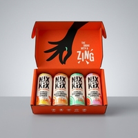 Boîtes d'expédition en carton ondulé de qualité supérieure avec logo de marque personnalisé imprimé pour 4 canettes de boissons gazeuses, emballage de transport protecteur