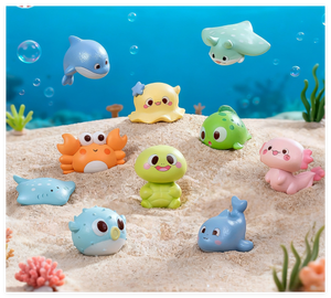 3D Mini ornamento casa delle bambole tartaruga delfino animale figura artigianale natale lotto di resina oceano tema mare bagno per bambini giocattoli per bambini - Product Image 1