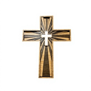 Escultura de Cruz de Madera Minimalista, Arte Decorativo Religioso, Lavable, Decoración para el Hogar, para Sala de Estar - Product Image 6