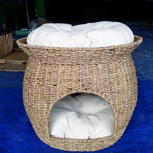 Wholesale Seagrass Pet House Normal Weave Iron Frame With 2 Beige Cushions For Pets Cat House Dog House Handicrafts Vietnam