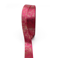 1 Inch In Voorraad Polyester Custom Luxe 3d Goudfolie Roos Patroon Reliëf Cake Versierd Vlek Lint