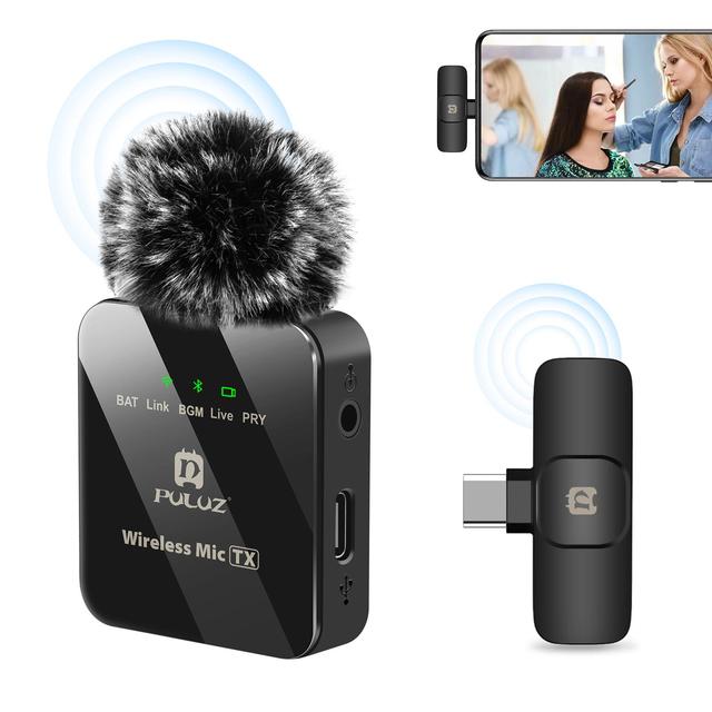 Factory Price PULUZ 2.4G Wireless 300mAh High-capacity Lavalier Microphone for Type-C Phone (Black)