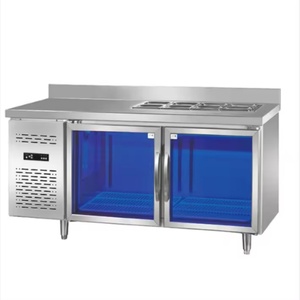 Nouveau modèle Réfrigérateur et congélateur Offre spéciale Congélateur en acier inoxydable pour bar à salade Grande <span class=keywords><strong>table</strong></span> de préparation de pizzas <span class=keywords><strong>Réfrigérée</strong></span> pour restaurant - Product Image 3