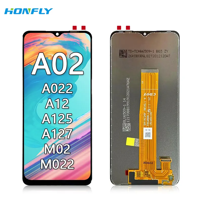 Honfly 6.5 "จอ LCD โทรศัพท์มือถือมีคุณภาพดีสำหรับซัมซุงกาแล็คซี่ A022 A02หน้าจอสัมผัส LCD M02 M022 A12 A125 A127หน้าจอเปลี่ยน