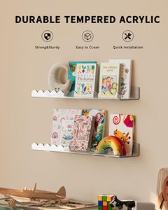 Tùy Chỉnh Lucite Trẻ Em Nổi Kệ Sách Rõ Ràng 15.7 Inch <span class=keywords><strong>Acrylic</strong></span> Kệ Sách Cho Tường Vườn Ươm Kệ Sách - Product Image 6