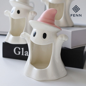 FENN Porte-bougie chauffe-plat en céramique fantôme mignon personnalisé pour Halloween, décoration de table pour hôtels et cafés, vente en gros, cadeau de fête - Product Image 3