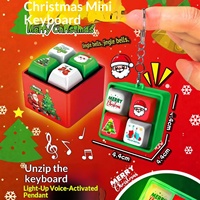 Porte-clés Fidget Clavier 4 Touches Activées par Bouton, Jouet Clicker avec Lumière LED et Son, Anti-Stress, Pendentif Clavier pour Sac à Dos de Noël