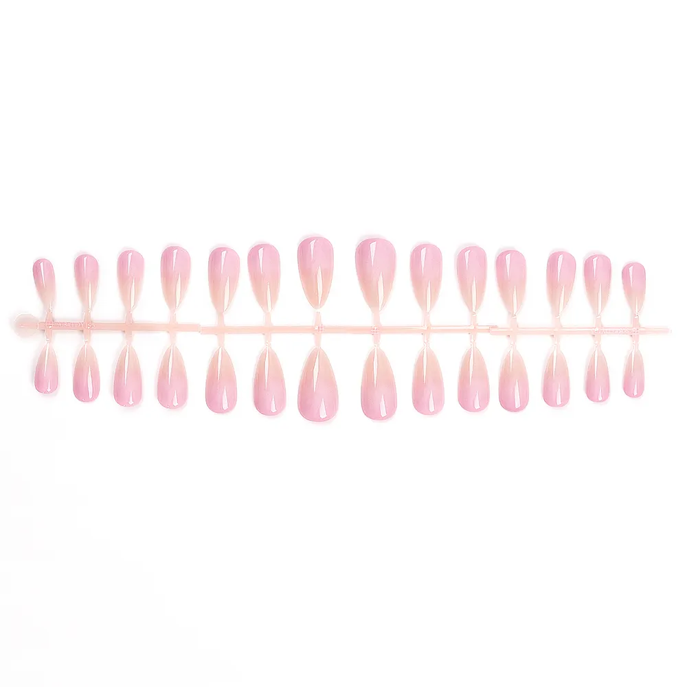 28 шт./пакет накладные ногти градиентный розовый пресс для ногтей, для нанесения с помощью клея 24 размеров миндалевидной формы полное покрытие съемный накладные ногти