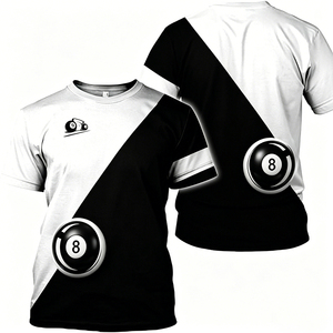 Camiseta S.Q.F para Hombre, Diseño 3D de Bola 8, Sublimación, Bloques de Color Diagonales, Dos Tonos, Manga Corta, Estilo Casual Deportivo, Ropa Urbana, Regalo - Product Image 1
