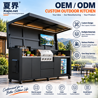Cuisine extérieure modulaire en gros pour jardin et terrasse, poste de travail BBQ intégré pliable pour cuisine mobile commerciale et domestique