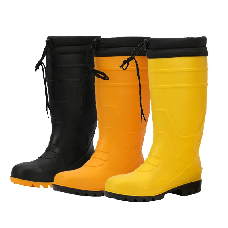 Avec doublure en coton hommes femmes hiver bottes de pluie en PVC nouvelle tendance hiver 2023 garder au chaud professionnel hiver noir genou-haut