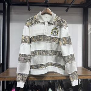 Custom Long Sleeve T-shirt Embroidery Men's Heavyweight Cotton Acid-washed Paneled Cropped Boxy Polo Shirts for Man