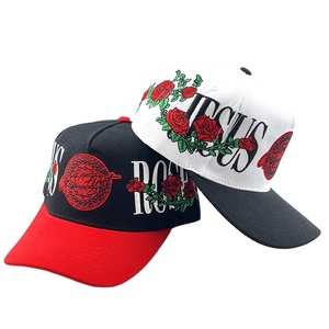 Personalizado tamaño grande Rosa bordado acrílico 2 tonos Snapback béisbol ala curva 5 paneles gorra mujer marco sombrero gorra hombres - Product Image 1