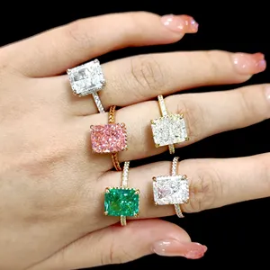 Kustom cincin Halus perhiasan wanita mengkilap hancur es berlian berlapis emas harga cincin untuk wanita