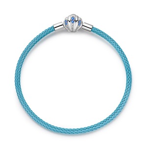<span class=keywords><strong>Pulsera</strong></span> <span class=keywords><strong>de</strong></span> <span class=keywords><strong>cuero</strong></span> azul con dije <span class=keywords><strong>de</strong></span> trébol <span class=keywords><strong>de</strong></span> la suerte DIY, <span class=keywords><strong>pulsera</strong></span> <span class=keywords><strong>de</strong></span> plata S925, ¡superventas! - Product Image 5