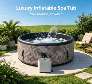 Bain à remous <span class=keywords><strong>gonflable</strong></span> rond personnalisé en gros, <span class=keywords><strong>spa</strong></span> portable avec chauffage à température constante pour extérieur et jardin, pour 2 à 6 personnes - Product Image 1