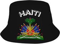 Chapeau de pêcheur personnalisé de haute qualité en polyester avec drapeau national haïtien, casquette de football