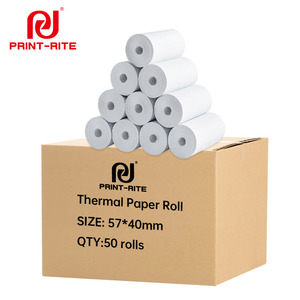 Print-Rite 57x40mm Papel térmico Till Receipt Roll 55 ± 2gsm Crisp Black Images para la mayoría de los sistemas POS e impresoras de recibos - Product Image 1
