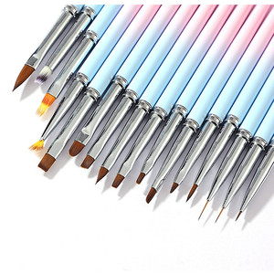 15pcs Blue Pink Acrylic Nail Brush <b>Set</b> Ombre Liner Gel <b>Paint</b> Drawing Pens for Manicure Nail Art Design - Product Image 2