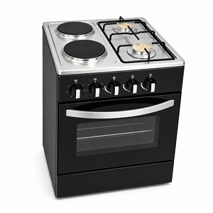 Cuisinière autonome OEM CKD avec 2 brûleurs à gaz, 2 plaques chauffantes électriques, en acier inoxydable, cuisinière à gaz et électrique avec four - Product Image 1