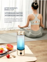 Bouteille d'eau hydrogénée portable rechargeable, générateur d'eau riche en hydrogène, technologie de séparation par membrane, 380 ml, verre, ODM OEM