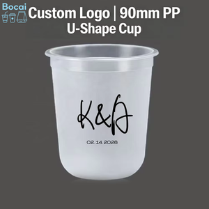 Gobelet en plastique en forme de U personnalisé Bocai avec logo, 14 oz, 16 oz, 24 oz, transparent givré, jetable, pour smoothies, gobelet à thé au lait à bulles en PP rigide pour mariage - Product Image 1