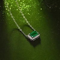 Collier en argent S925 avec pendentif traceur et émeraude de culture, bijoux en stock, distribution directe