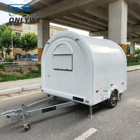 Remorque de chariot alimentaire homologuée WMI ONLYWE, design demi-rond avec fenêtre de comptoir arrière et réflecteurs pour la vente de glaces